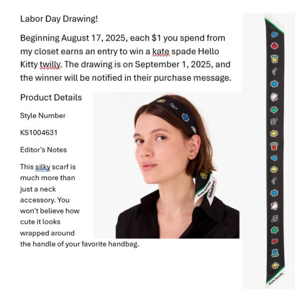 kate spade Accessories - LABOR DAY DRAWING!!!